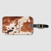 Brown Cream Southwest Cowhide Christmas ラゲッジタグ (正面横)
