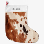 Brown Cream Southwest Cowhide Christmas ラージクリスマスストッキング (正面)