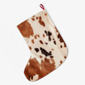 Brown Cream Southwest Cowhide Christmas ラージクリスマスストッキング (裏面 (吊り時))