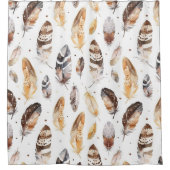 Brown Cream Tribal Native Feathers シャワーカーテン (正面)