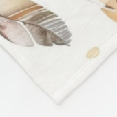 Brown Cream Tribal Native Feathers フリースブランケット (角)