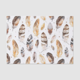 Brown Cream Tribal Native Feathers 薄葉紙