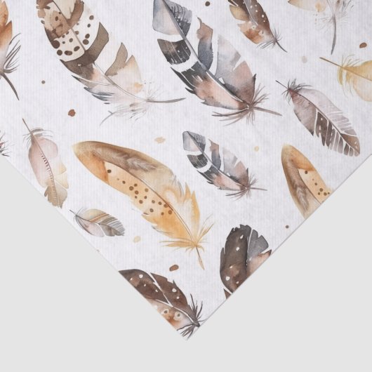 Brown Cream Tribal Native Feathers 薄葉紙 (詳細)