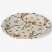 Brown Cream Tribal Native Feathers Birthday ペーパープレート (アングル)