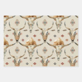 Brown Cream Tribal Native Feathers Birthday ラッピングペーパーシート (正面3)