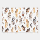 Brown Cream Tribal Native Feathers Birthday ラッピングペーパーシート (正面)