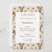 Brown Cream Tribal Native Feathers Birthday 招待状 (正面)