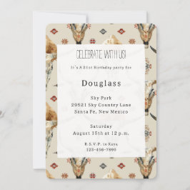 Brown Cream Tribal Native Feathers Birthday 招待状