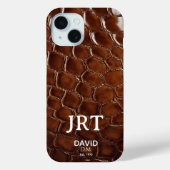 Brown Crocodile Leather Monogram Case-Mate iPhoneケース (裏面)