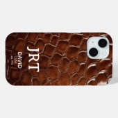  Brown Crocodile Leather Monogram Case-Mate iPhoneケース (裏面 (横))