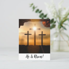 Brown Crosses He Is Risen Christian Happy Easter シーズンポストカード
