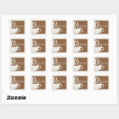 Brown Custom coffee shop logo square sticker スクエアシール (シート)