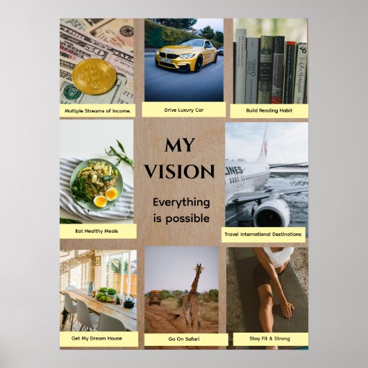 Brown Custom Vision Board Poster ポスター (正面)