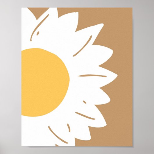 Brown Daisy – Minimalist Floral Wall Art ポスター (正面)