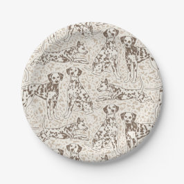 Brown Dalmatian Dog Animal Print ペーパープレート