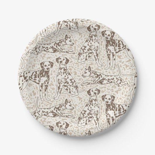 Brown Dalmatian Dog Animal Print ペーパープレート (正面)