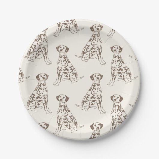 Brown Dalmatian Dog Illustration ペーパープレート (正面)