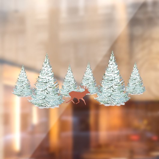 Brown Deer under Snow Covered Spruce Trees   ウィンドウサイン (シート2)