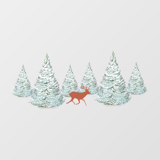 Brown Deer under Snow Covered Spruce Trees   ウィンドウサイン (シート)