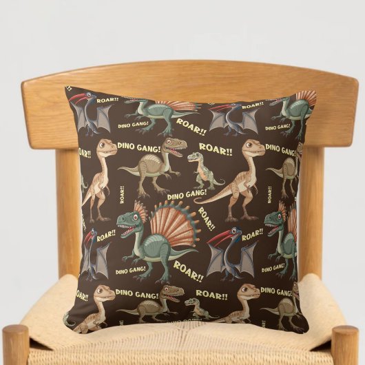 Brown dinosaur cushion - kids dinosaur pillow クッション