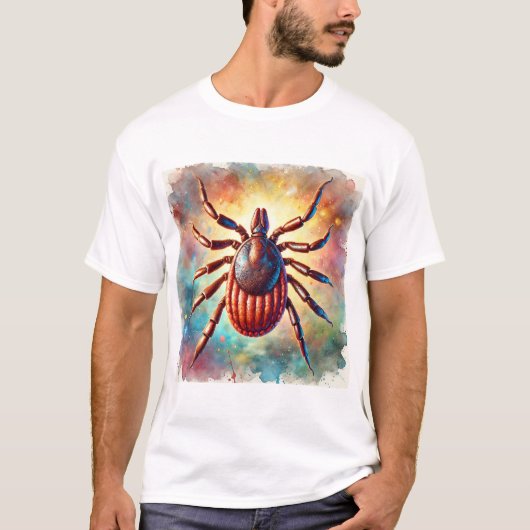 Brown Dog Tick 080724AREF111 - Watercolor Tシャツ (正面)