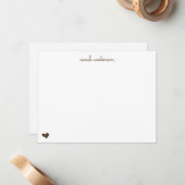 Brown Doodle Heart Personalized Stationery ノートカード (正面/裏面インサイチュ)