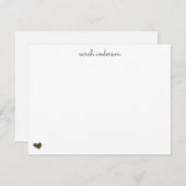 Brown Doodle Heart Personalized Stationery ノートカード (正面/裏面)