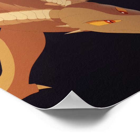 Brown Dragon Fantasy Art Poster ポスター (角)