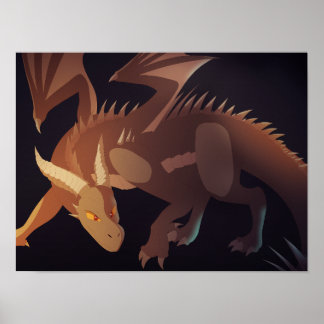 Brown Dragon Fantasy Art Poster ポスター