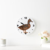 Brown Duck Farm Animal Countryside Rustic Decor ラウンド壁時計 (ホーム)