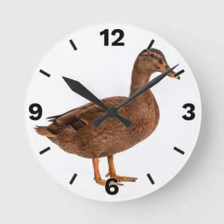 Brown Duck Farm Animal Countryside Rustic Decor ラウンド壁時計