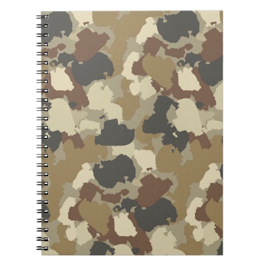 Brown Earth Tones Military Camouflage ノートブック (正面)