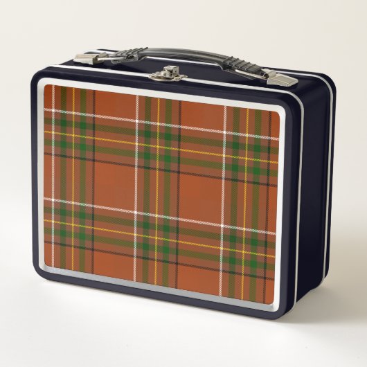 Brown Earthy Plaid Tartan  メタルランチボックス (正面)