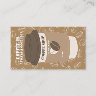 Brown Editable Coffee House Stamp Loyalty Card ロイヤリティカード