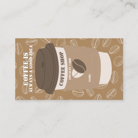 Brown Editable Coffee House Stamp Loyalty Card ロイヤリティカード (正面)