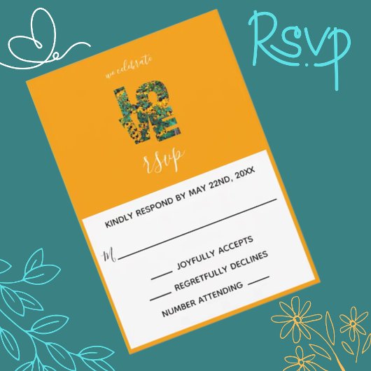 Brown-eed Susan's LOVE OrangeをテーマにしたRSVPカード 出欠カード