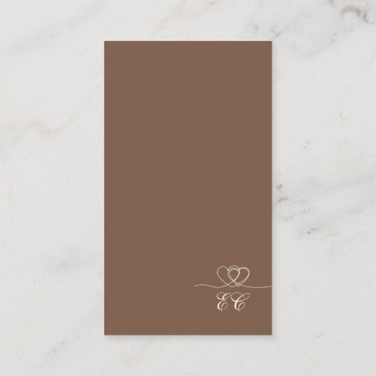 Brown Elegant Calligraphy Wedding RSVP Card 名刺 (裏面)