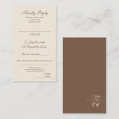 Brown Elegant Calligraphy Wedding RSVP Card 名刺 (正面/裏面)