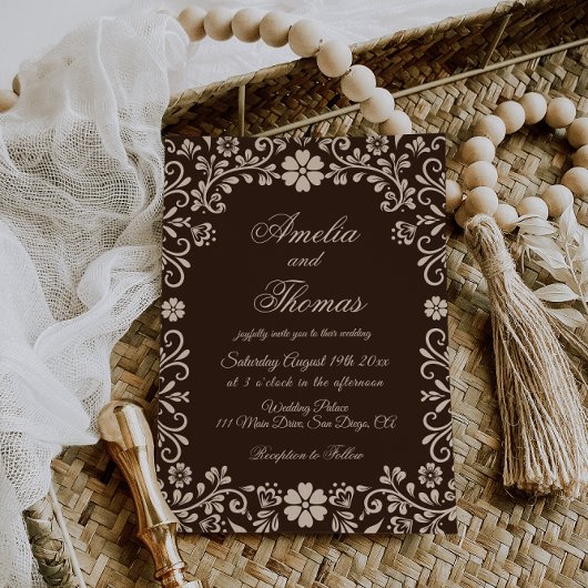 Brown Elegant Garden Wedding  招待状