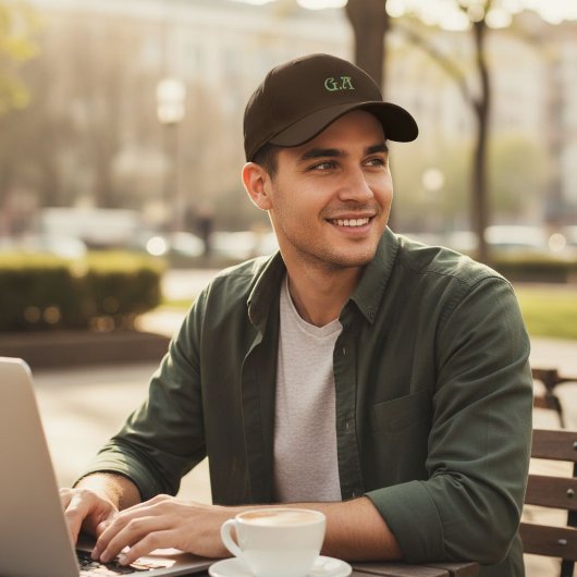 Brown Embroidered Cap with Personalized Initials  刺繍入りキャップ