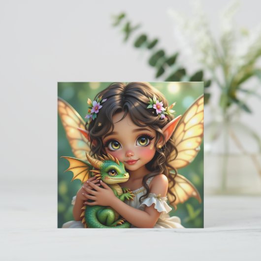 Brown Eyed Elven Fairy and Dragon  カード (スタンド正面)