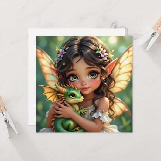 Brown Eyed Elven Fairy and Dragon  カード (正面/裏面インサイチュ)