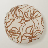 Brown Floral brush strokes seamless pattern backgr ラウンドクッション (裏面)