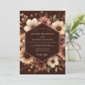 Brown Floral Enchantment Wedding 招待状 (スタンド正面)
