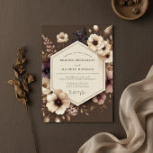 Brown Floral Nocturne Wedding 招待状