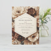 Brown Floral Opulent Wedding 招待状 (スタンド正面)