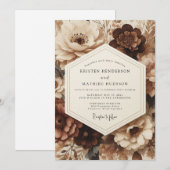 Brown Floral Opulent Wedding 招待状 (正面/裏面)