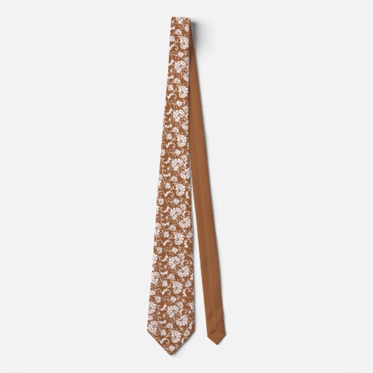 Brown Floral Pattern Custom Necktie ネクタイ (正面)