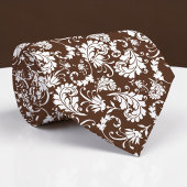 Brown Floral Pattern Custom Necktie ネクタイ
