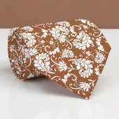 Brown Floral Pattern Custom Necktie ネクタイ